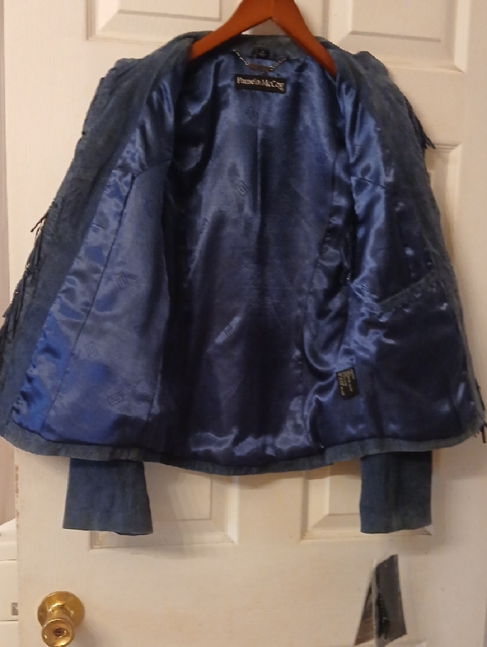 Pamela McCoy Denim-Blue Suede Fringe Jacket - Picture 5 of 11